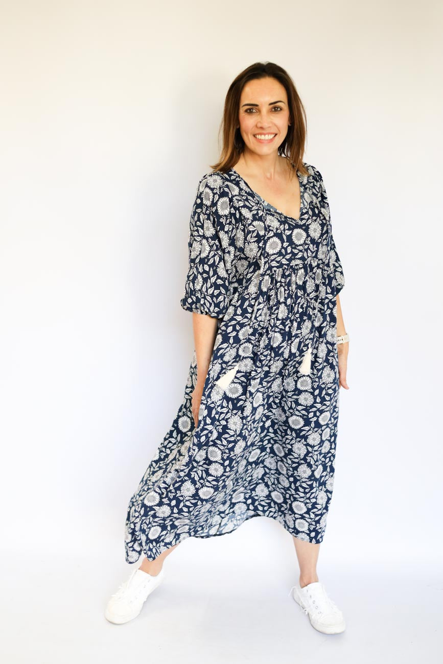 Bohemian Floral Mid-Length Dress