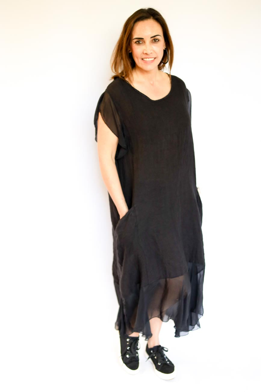 Flowy Overlay Long Dress