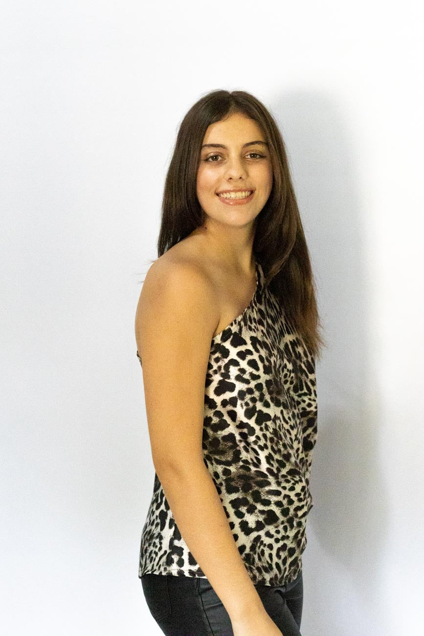 Leopard One-Shoulder Top