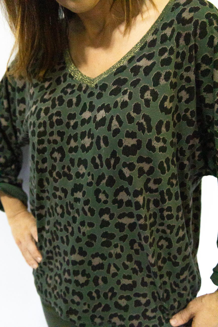 Leopard Luxe Khaki Tee