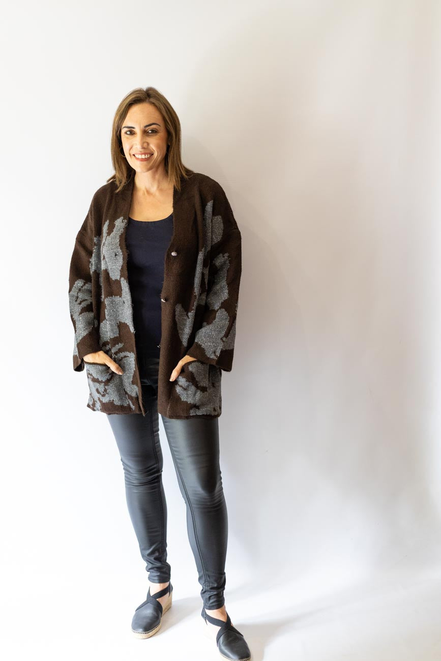 Floral Jacquard Knit Cardigan