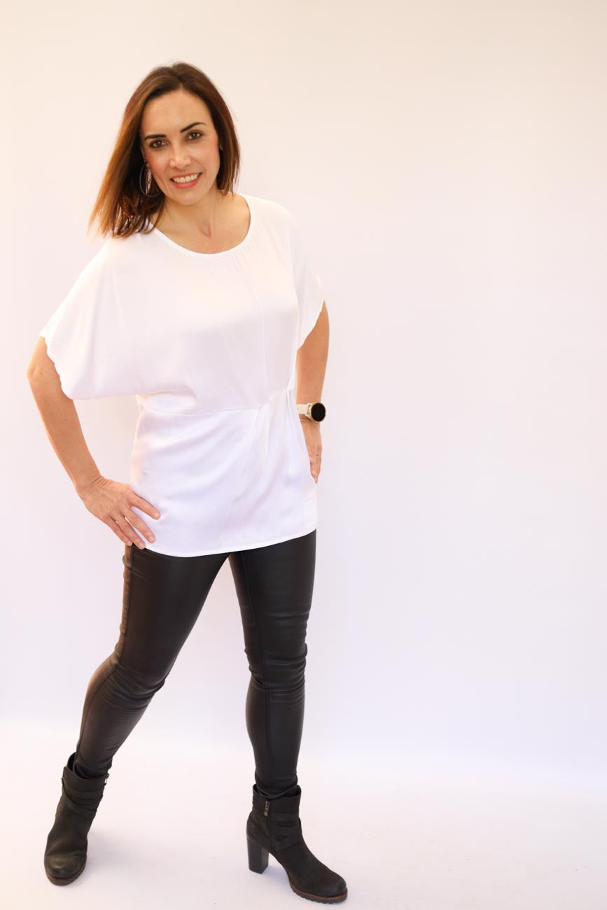 Pleated Satin Relaxed Fit Top