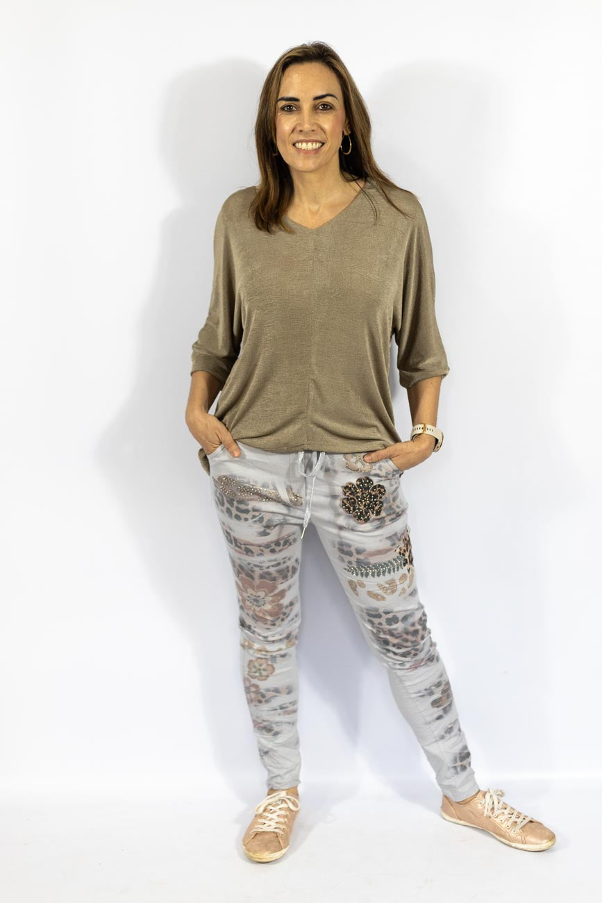 Wild Blossom Grey Pants