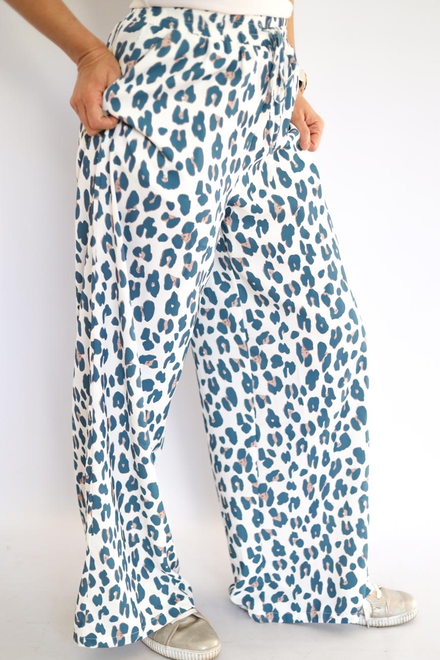 Leopard Print Wide-Leg Pants