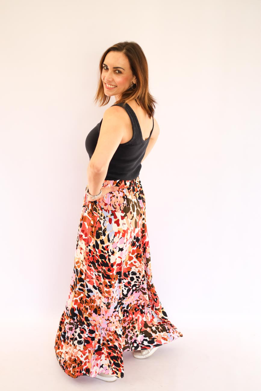 Abstract Print Long Skirt