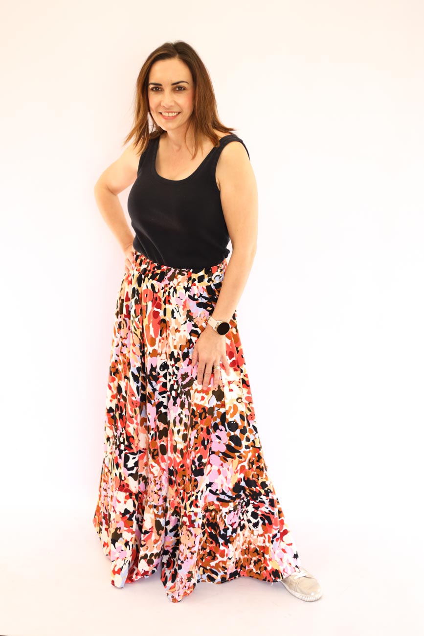 Abstract Print Long Skirt
