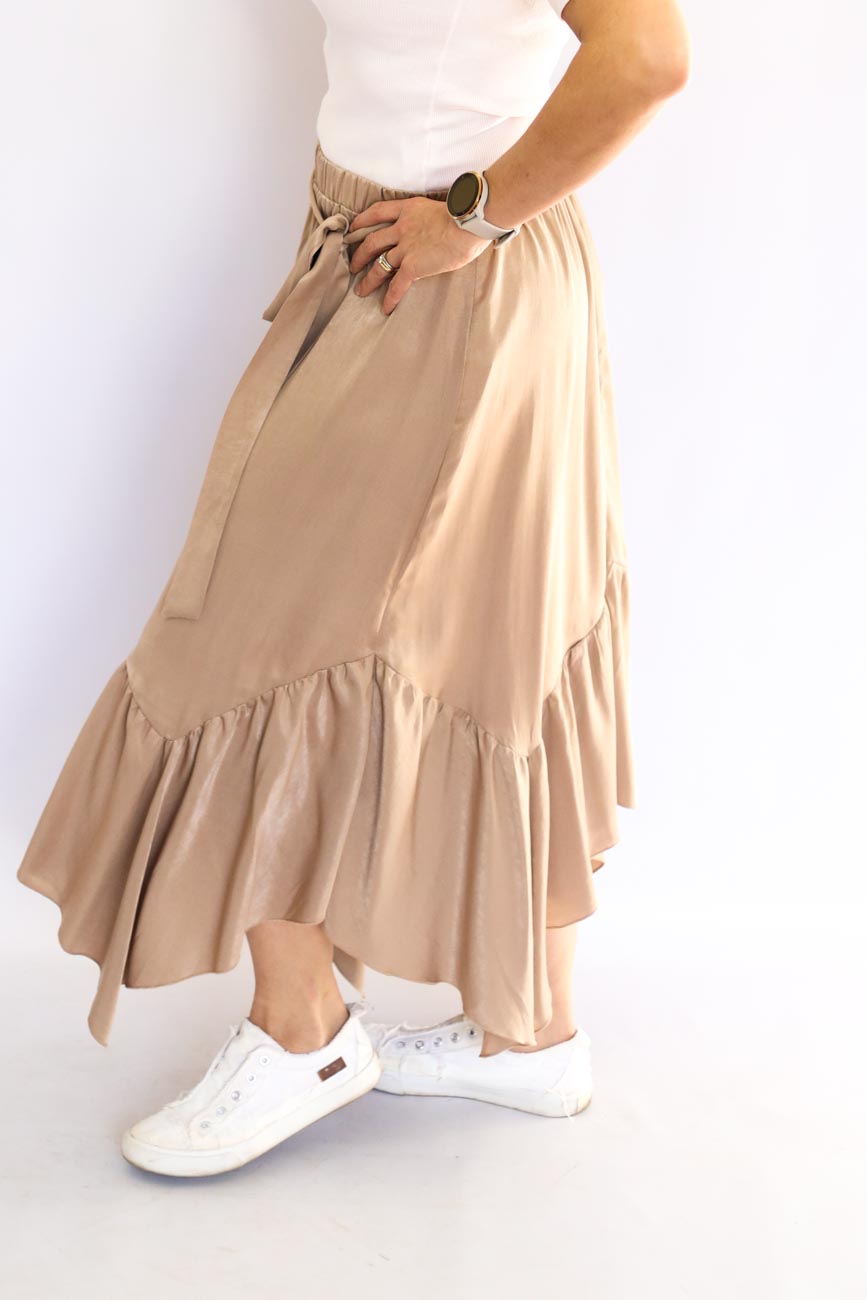 Ruffle Mid-Length Skirt