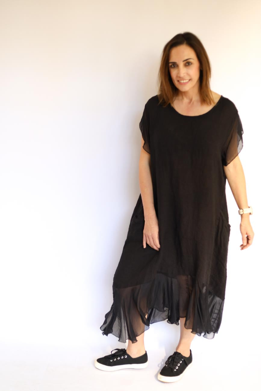 Flowy Overlay Long Dress