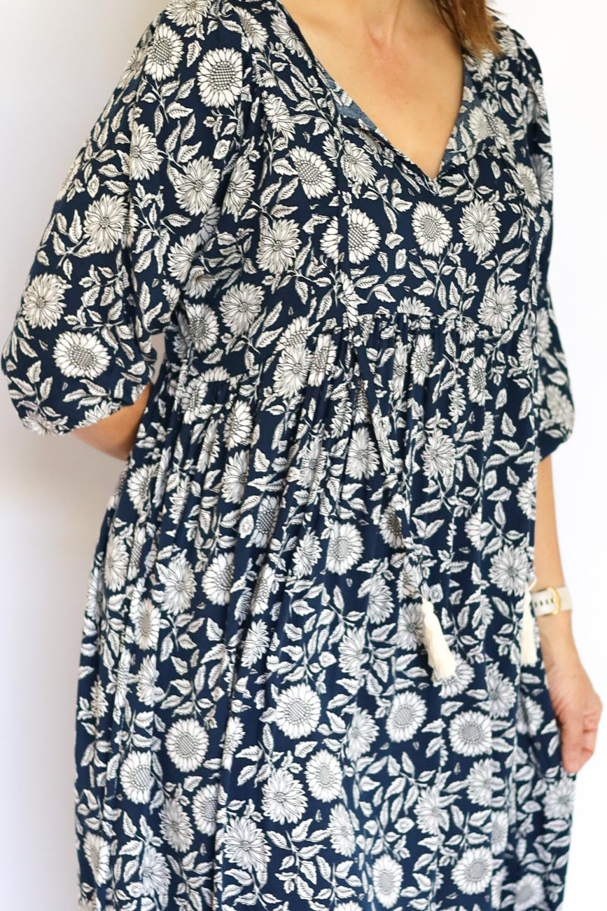 Bohemian Floral Mid-Length Dress