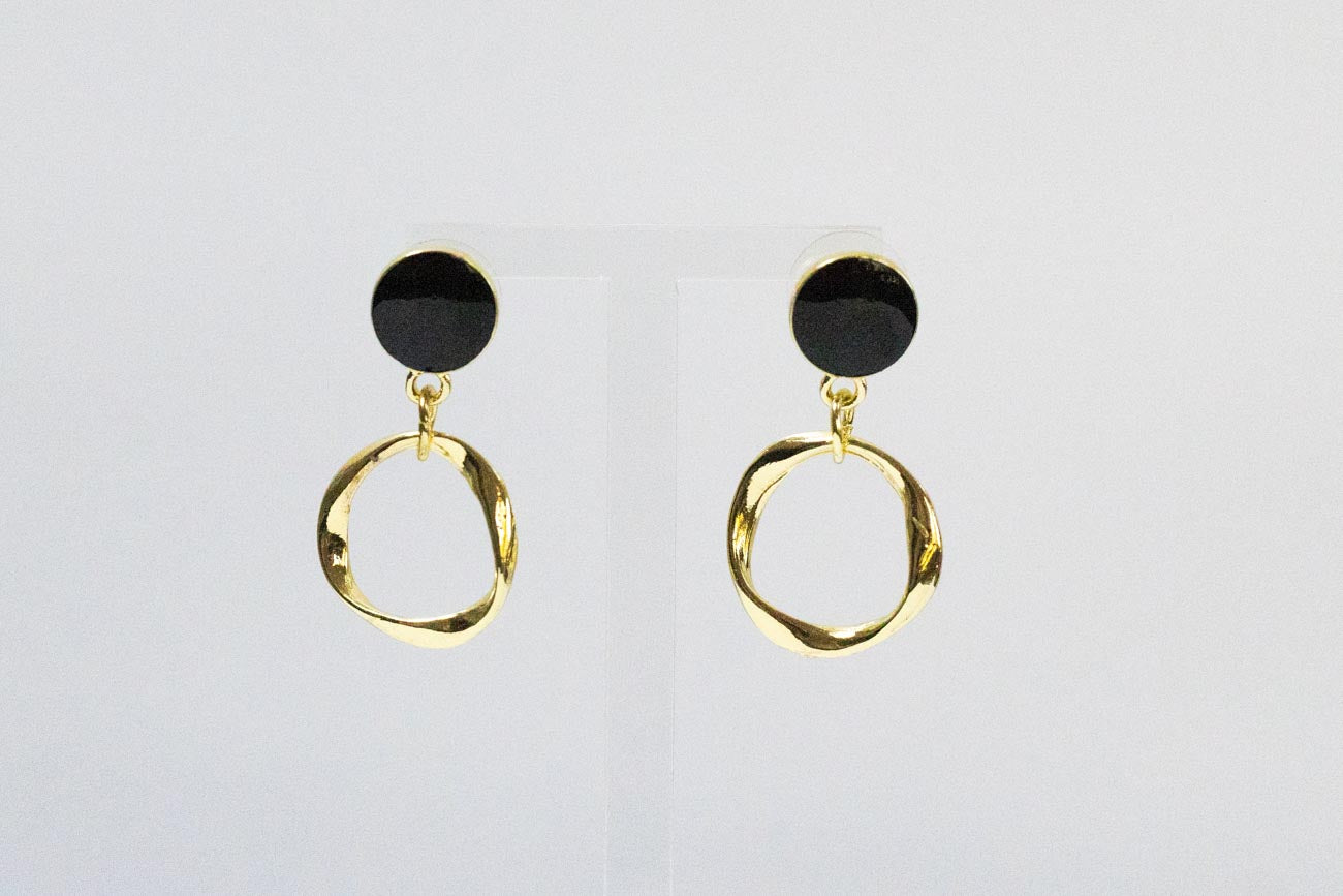 Black and Gold Hoop Earrings