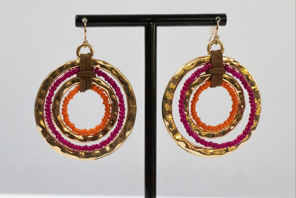Beaded Vibrant Hoop Earrings