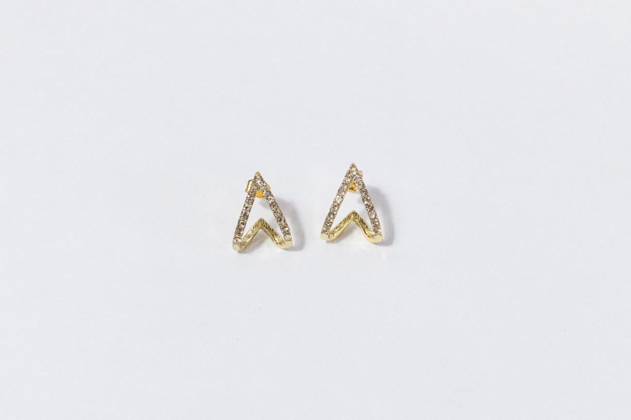 Chevron Crystal Stud Earrings