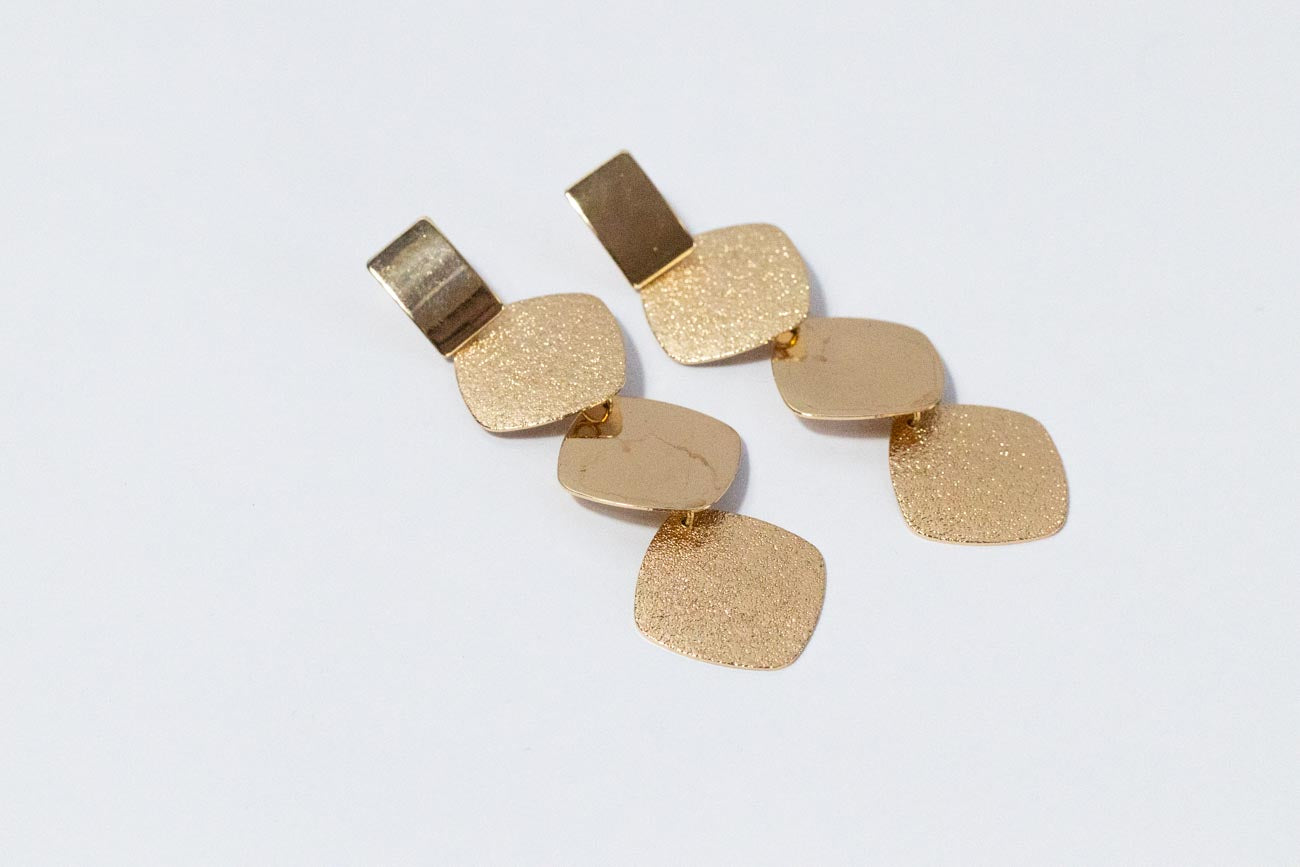 Golden Diamond Drop Earrings