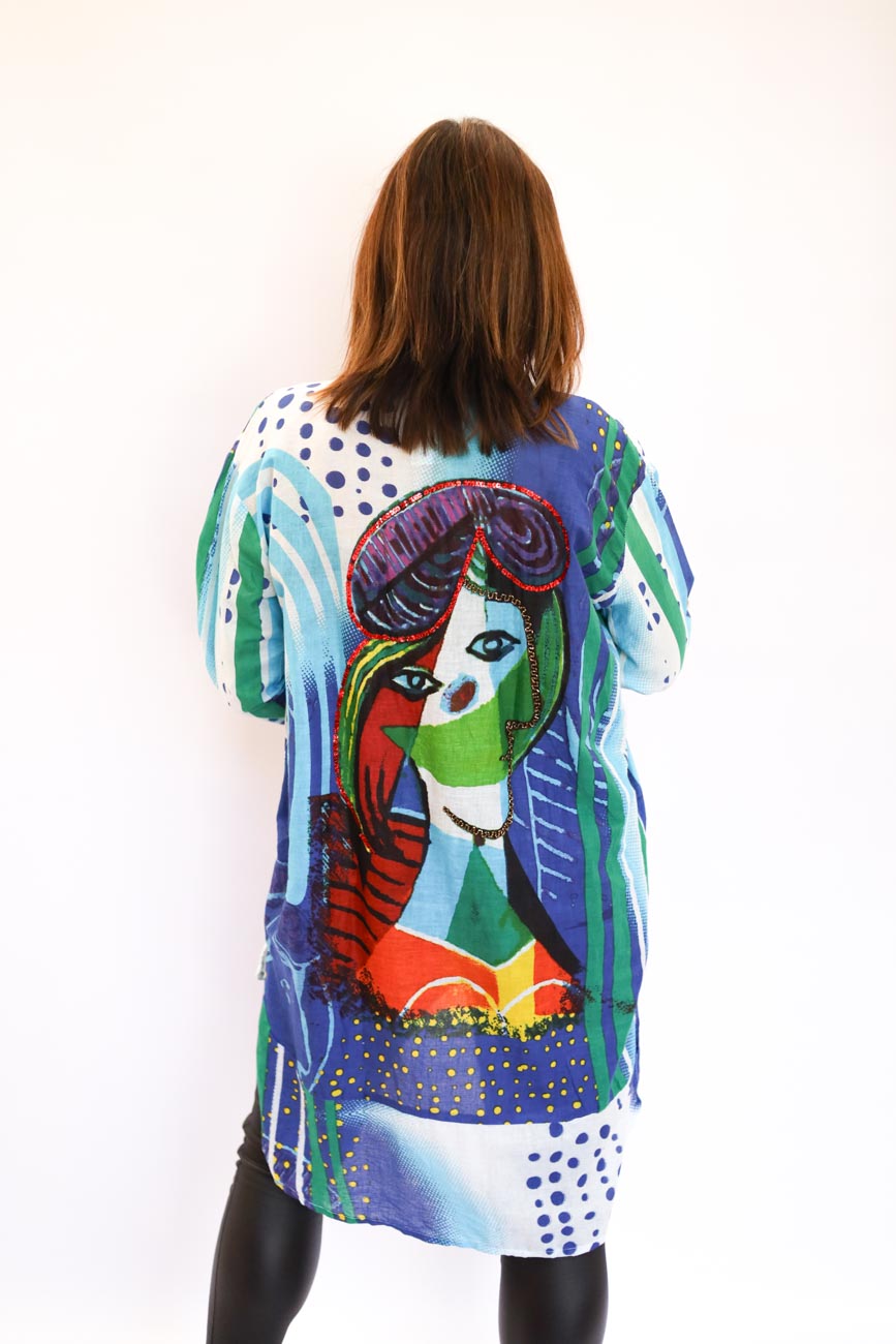Draped Button-Up Blouse
