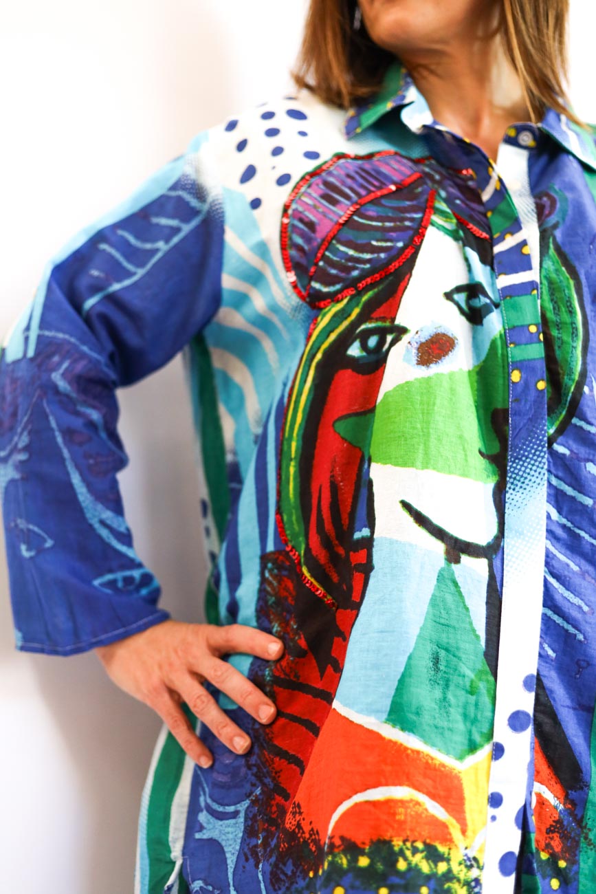 Draped Button-Up Blouse