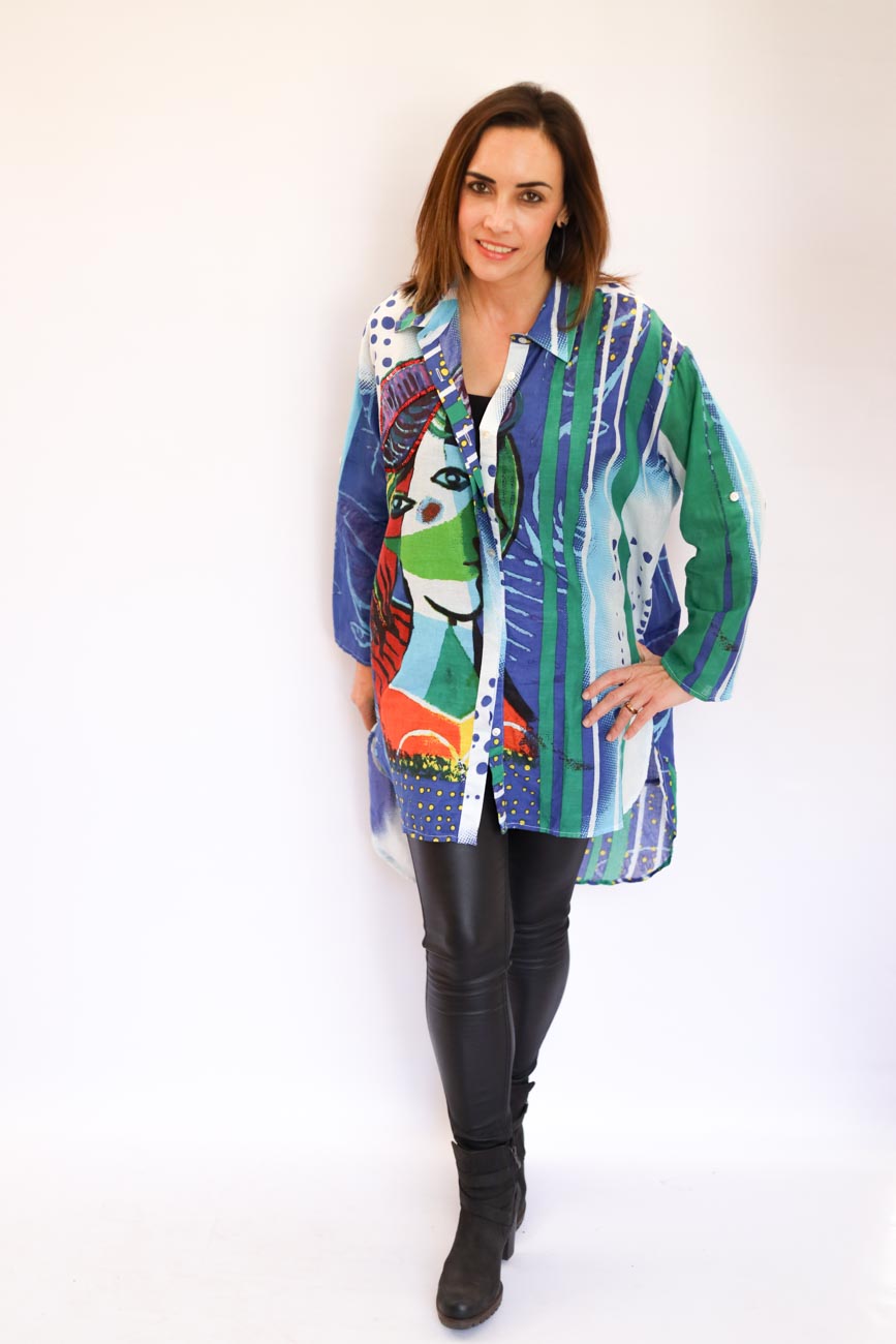 Draped Button-Up Blouse