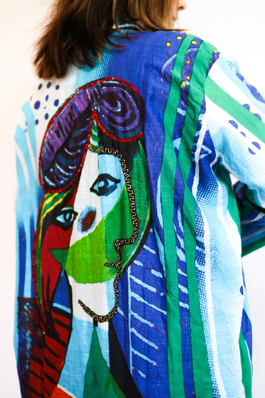 Draped Button-Up Blouse