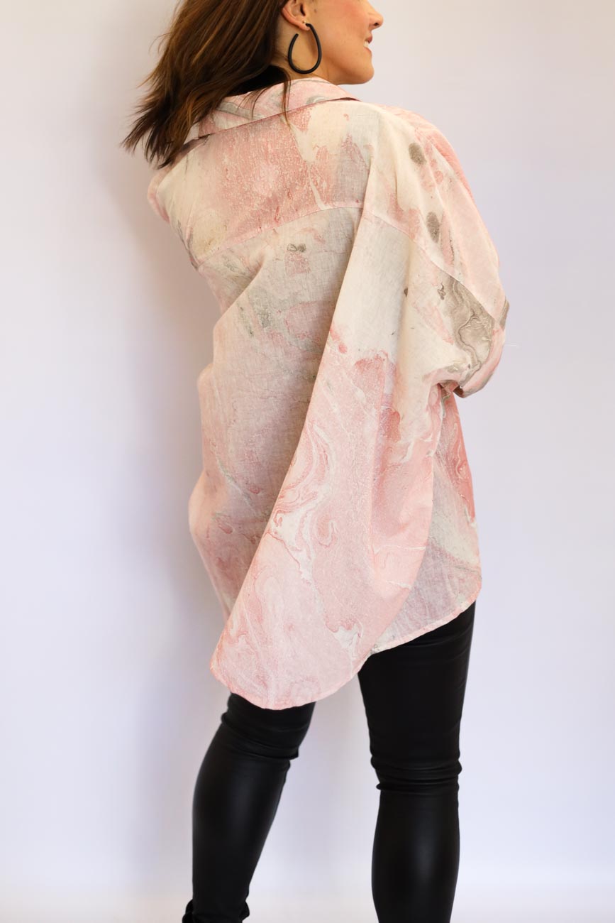 Draped Button-Up Blouse
