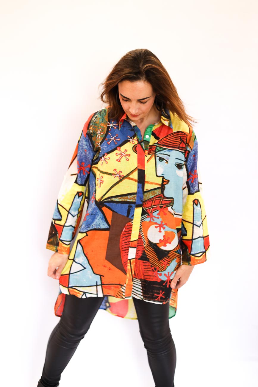 Draped Button-Up Blouse