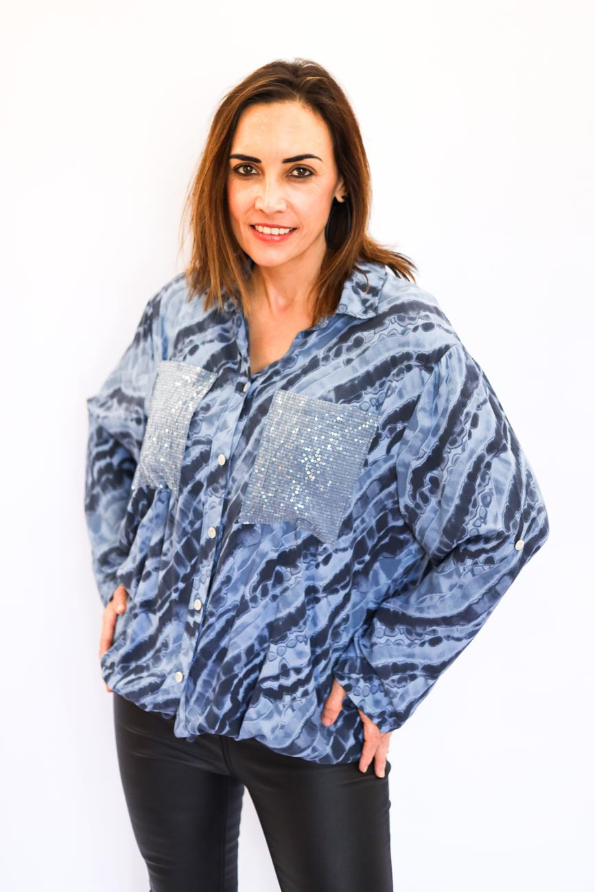 Drawstring Hem Button-Up Blouse