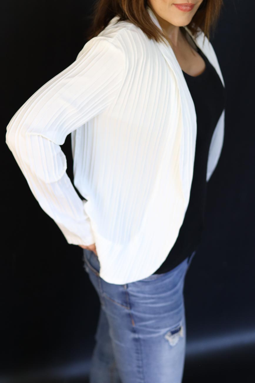 Classic Pleated Open-Front Jacket