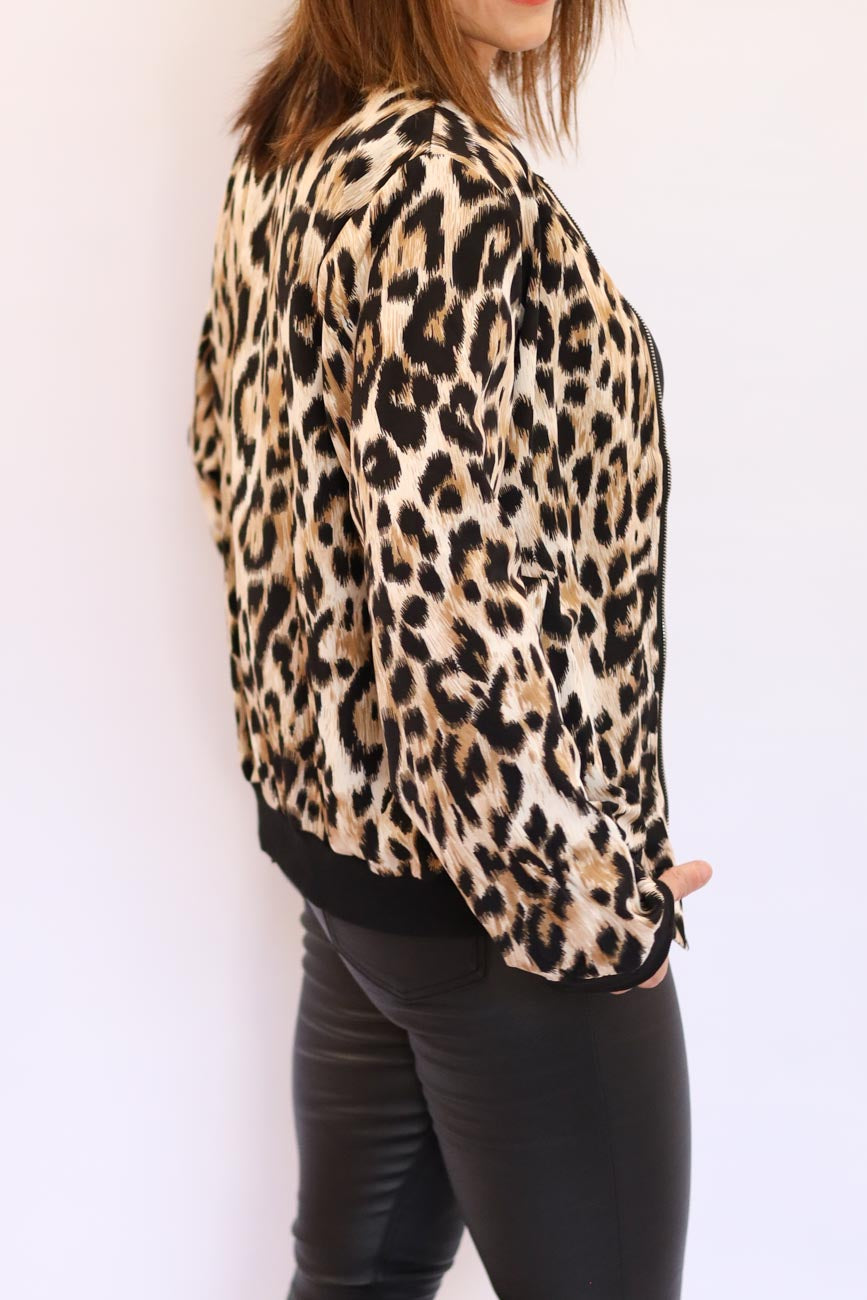 Leopard Print Bomber Jacket