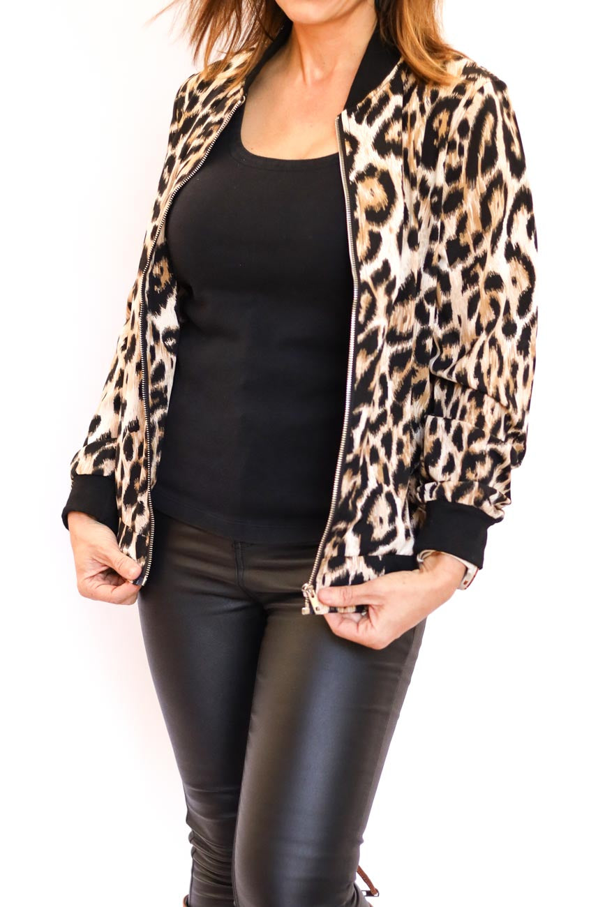 Leopard Print Bomber Jacket