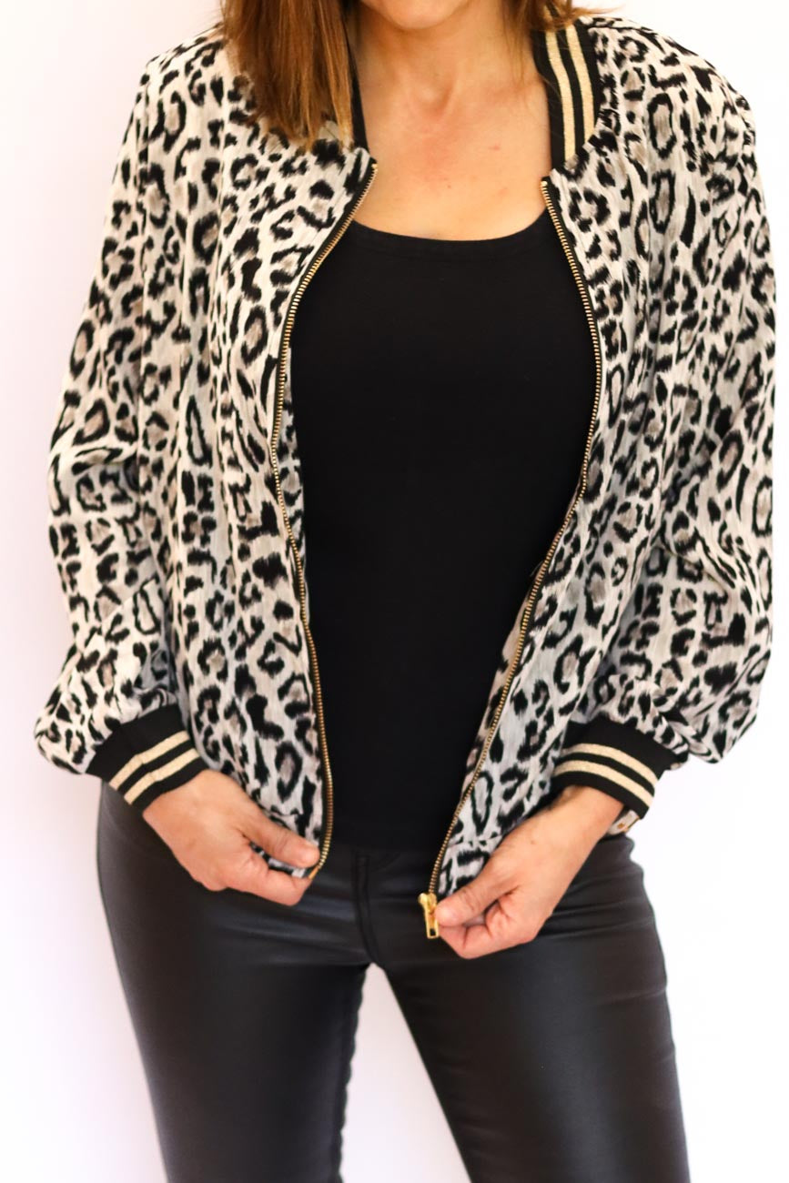 Leopard Print Bomber Jacket