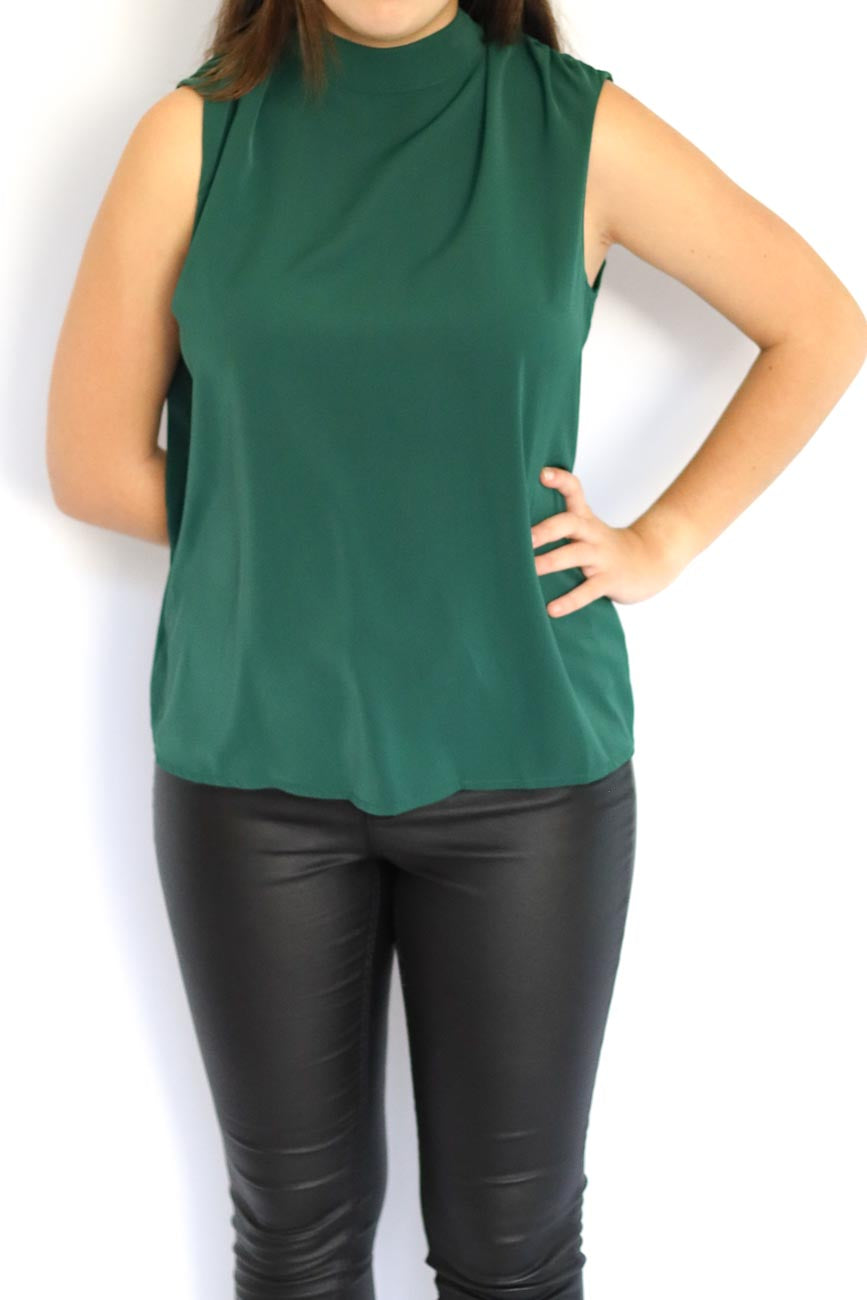 High-Neck Sleeveless Flow Top