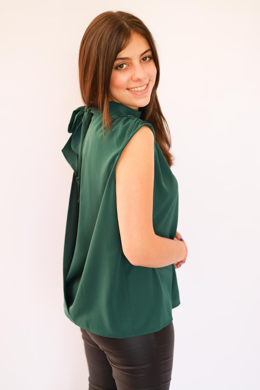 High-Neck Sleeveless Flow Top