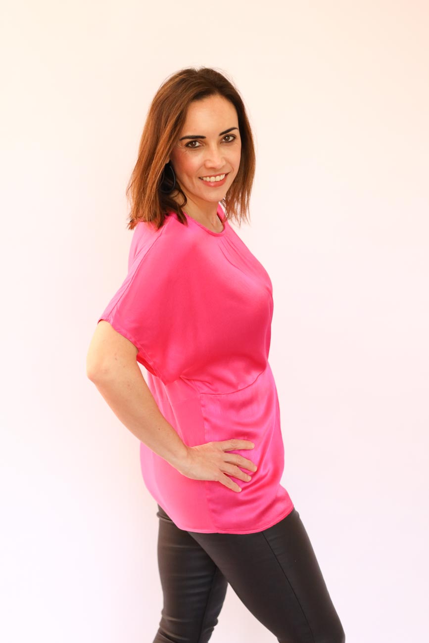 Pleated Satin Relaxed Fit Top