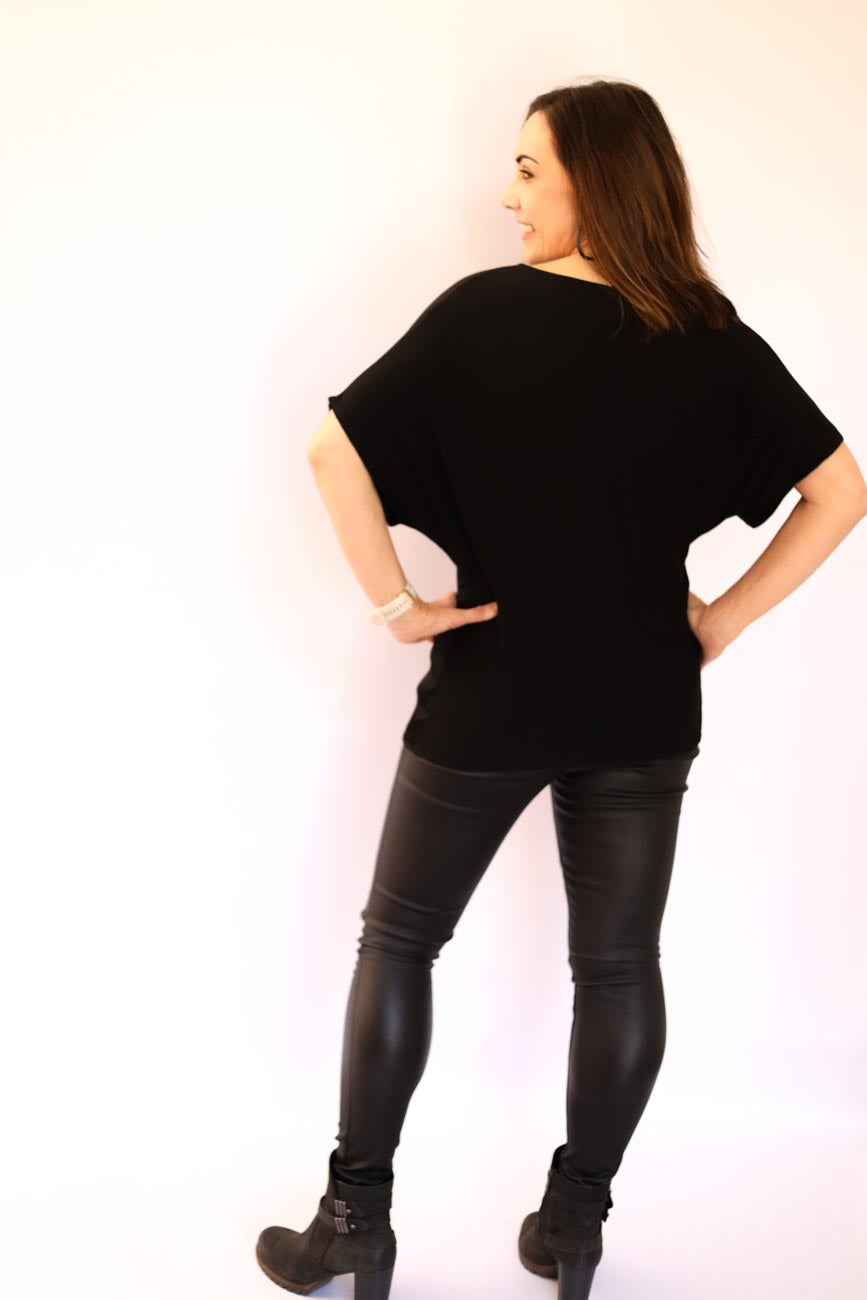 Pleated Satin Relaxed Fit Top