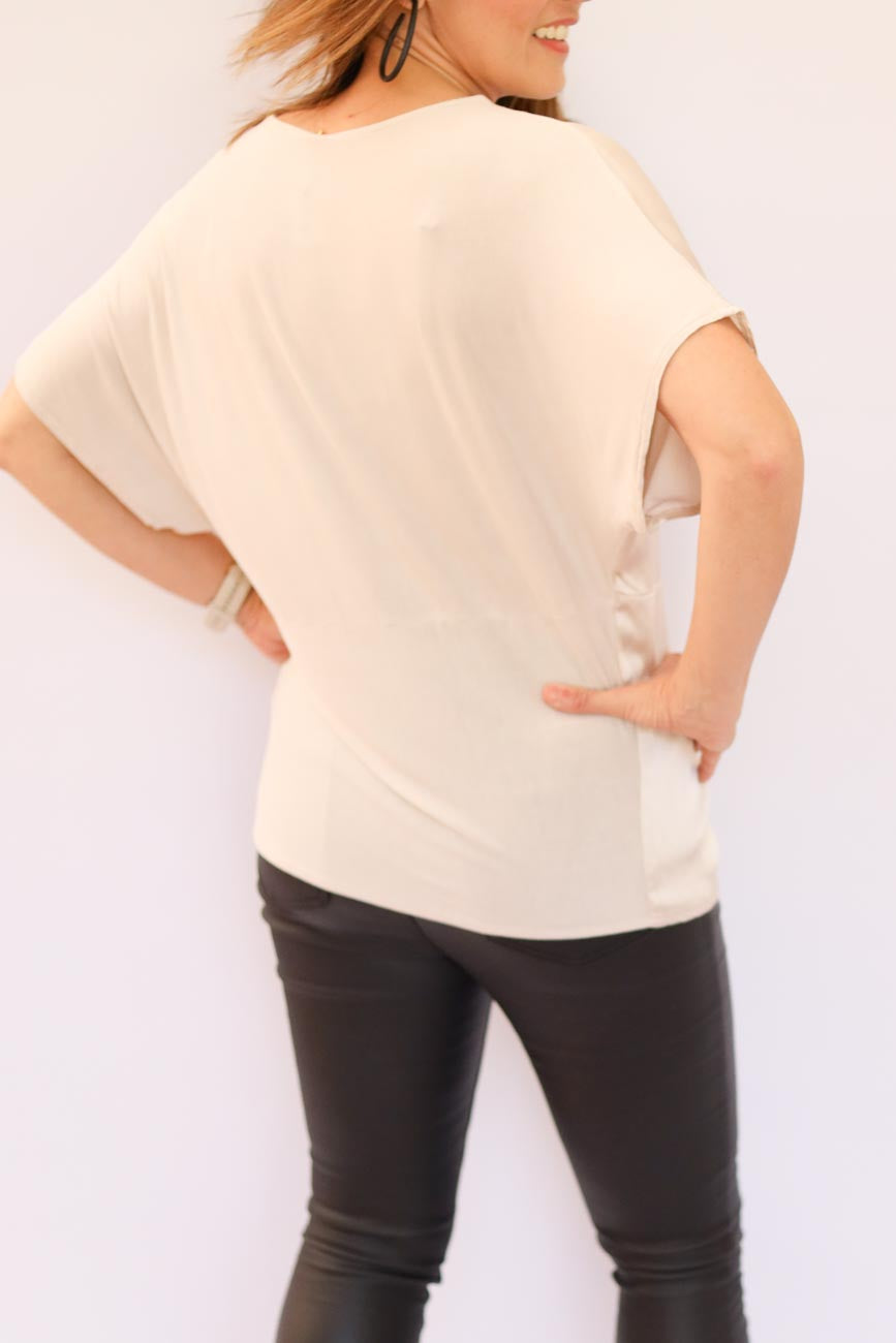 Pleated Satin Relaxed Fit Top