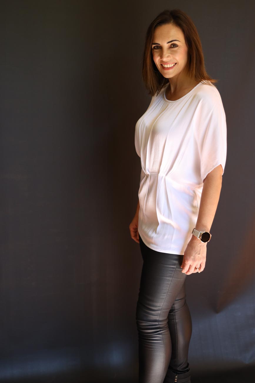 Pleated Satin Relaxed Fit Top