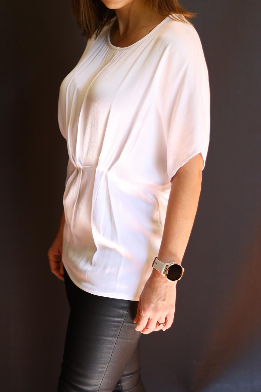 Pleated Satin Relaxed Fit Top