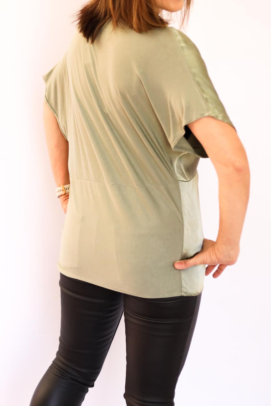 Pleated Satin Relaxed Fit Top