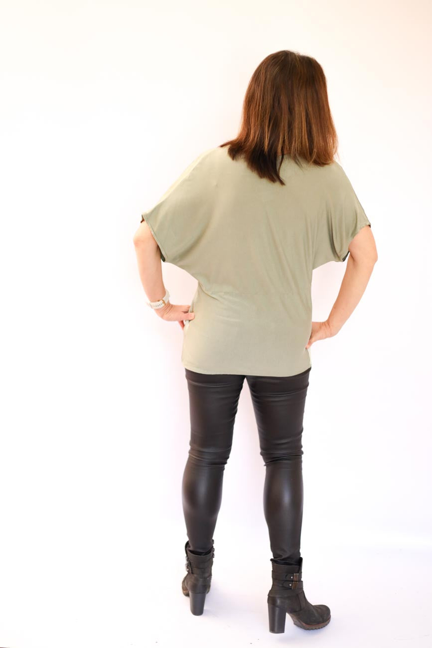 Pleated Satin Relaxed Fit Top