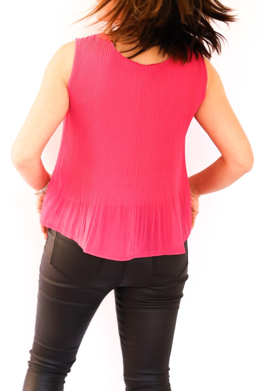 Sleeveless Pleated Swing Top