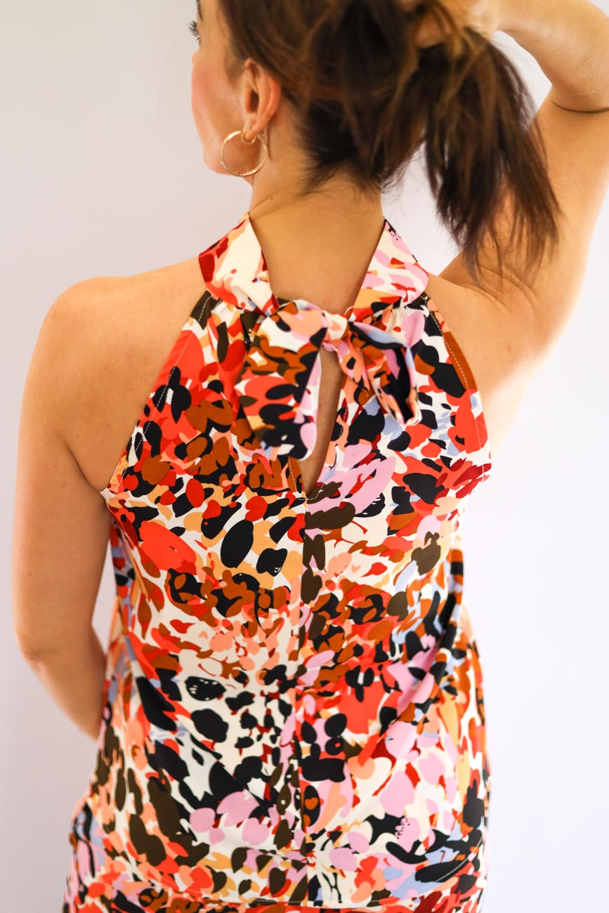 Abstract Print Halter Two-Piece Set
