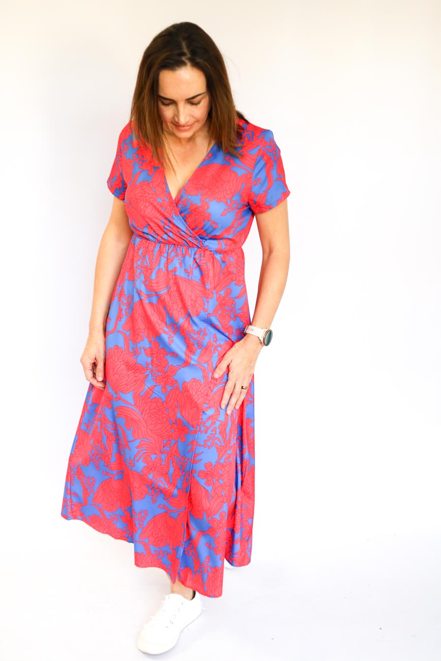 Short Sleeve Floral Long Dress