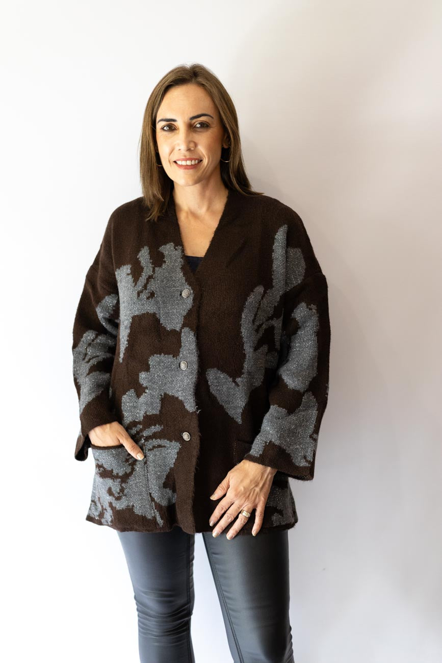 Floral Jacquard Knit Cardigan