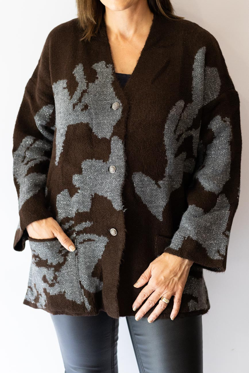 Floral Jacquard Knit Cardigan