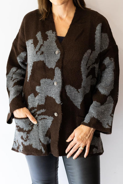 Floral Jacquard Knit Cardigan