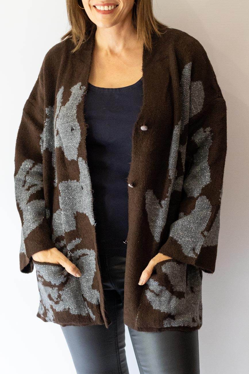 Floral Jacquard Knit Cardigan