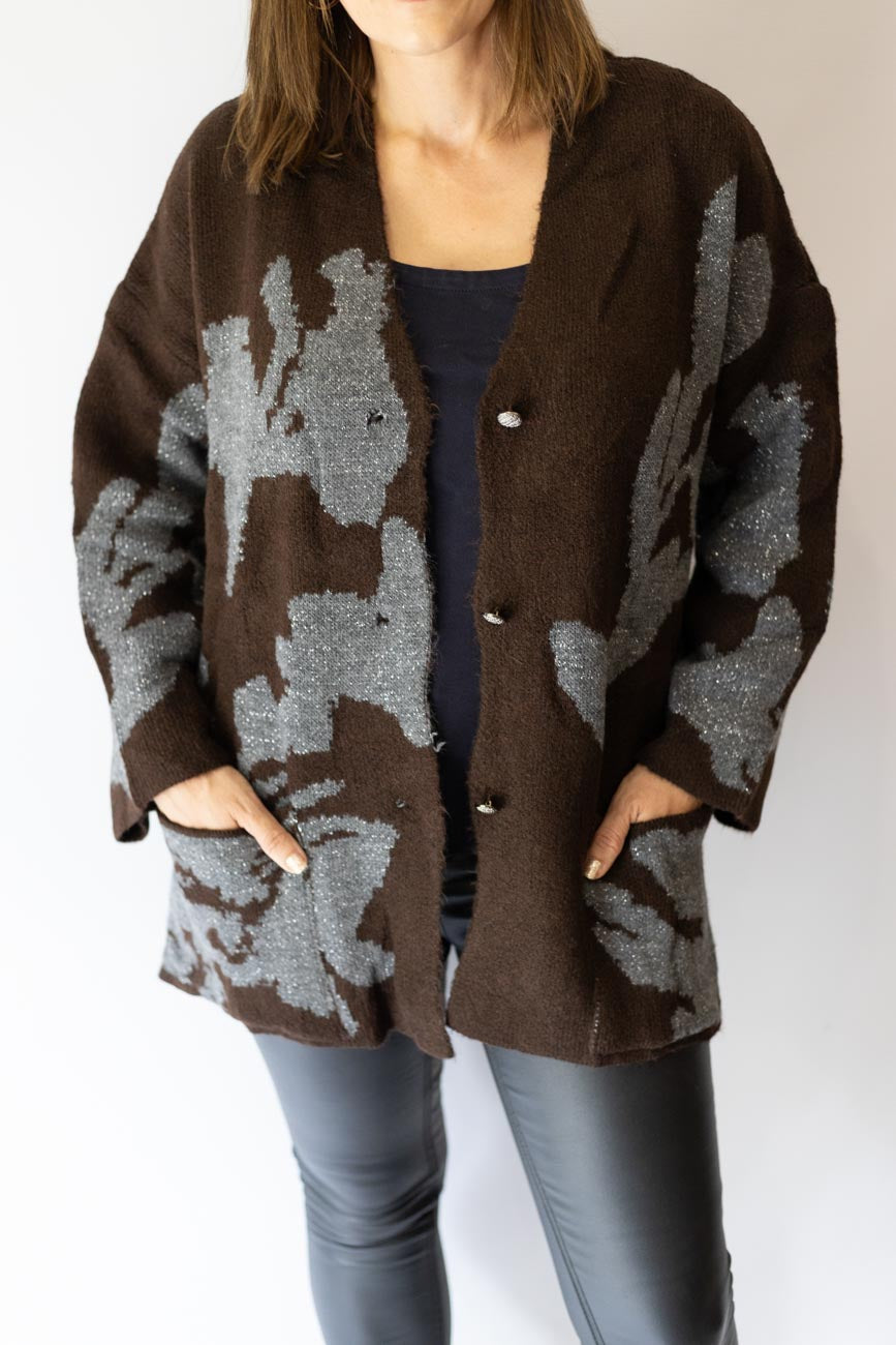 Floral Jacquard Knit Cardigan