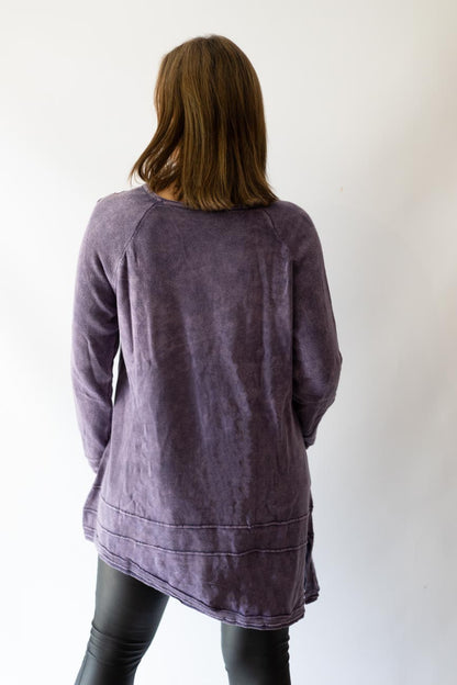Distressed Long-Sleeve Tunic Top