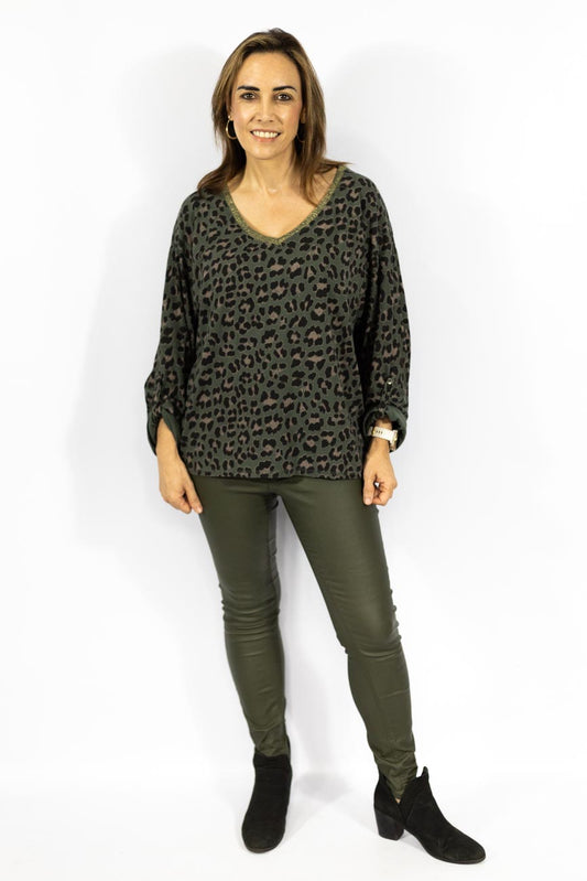 Leopard Luxe Khaki Tee