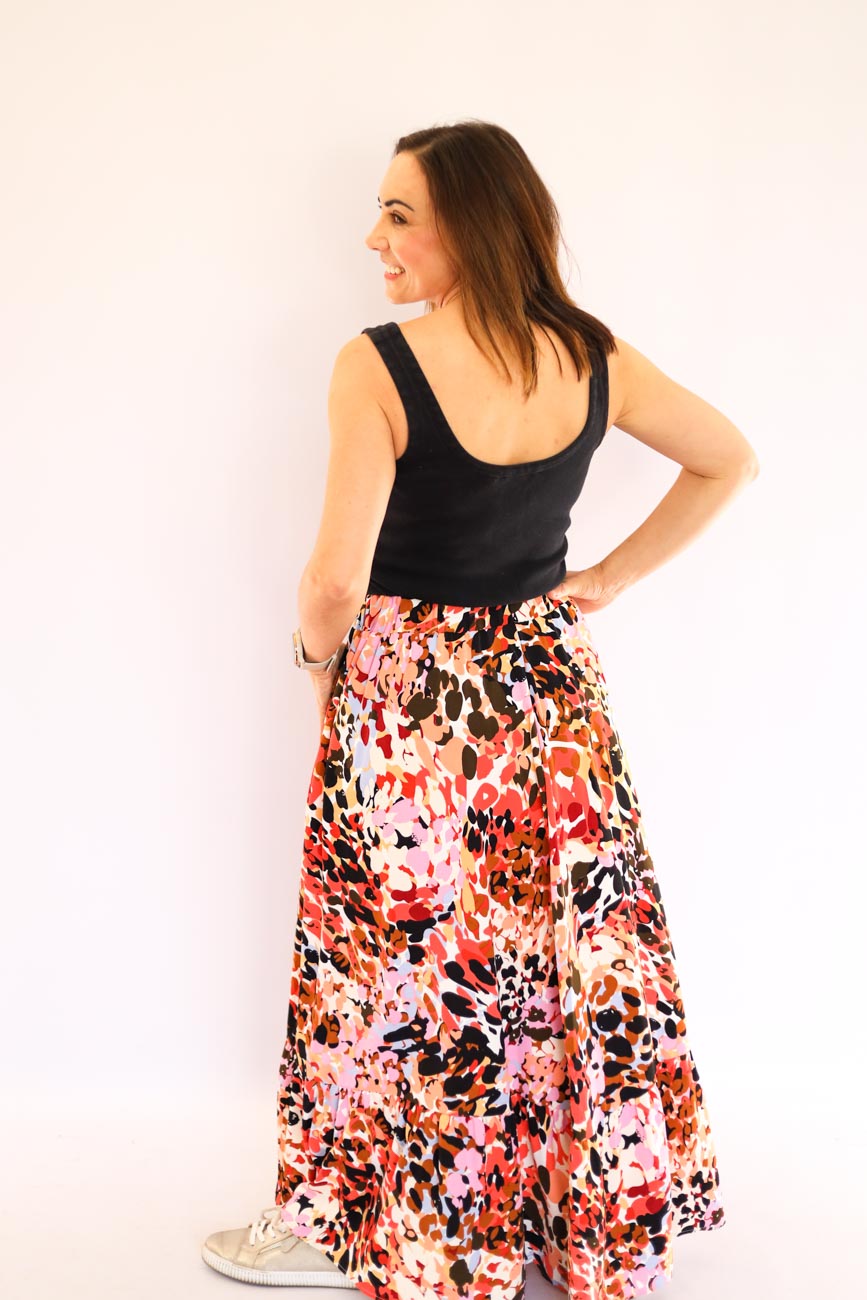 Abstract Print Long Skirt