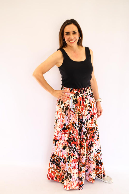 Abstract Print Long Skirt