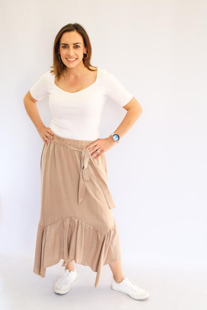 Ruffle Mid-Length Skirt